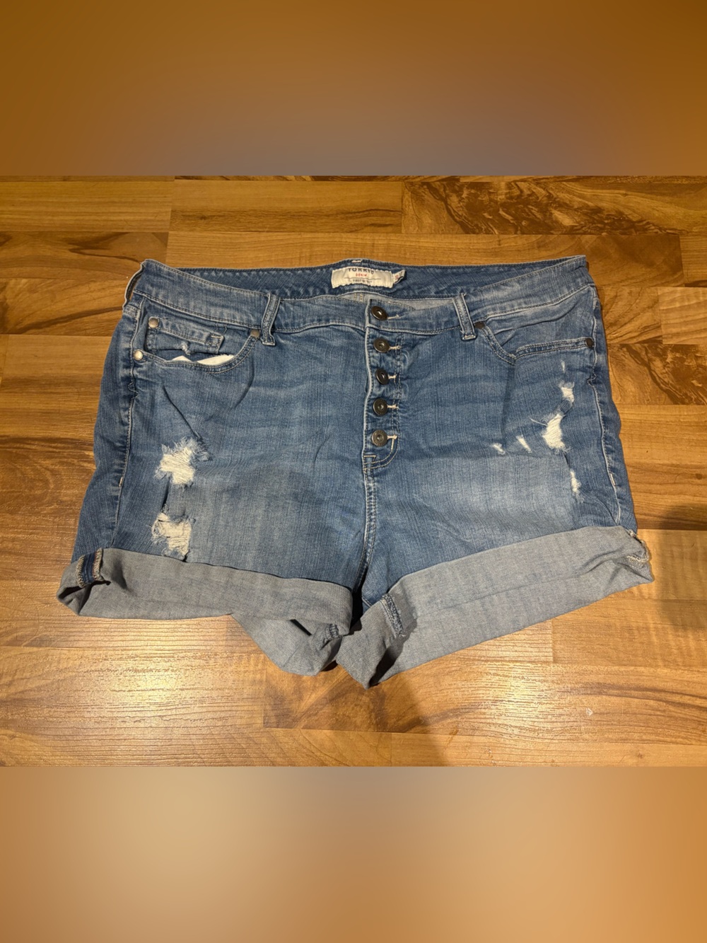 Torrid High Rise Jean Short Distressed Denim Size 20 Plus Summer Cotton